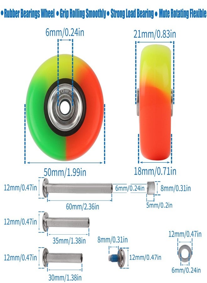 FSATNDE Luggage Suitcase Replacement Wheels Set of 4 PU Bearing Wheels-Install Width 0.8in/21mm with 3 Size Axles and Hacksaw for Trolley Bag Drawbar Box Smooth Rolling Repair(50x18mm) - Image 2